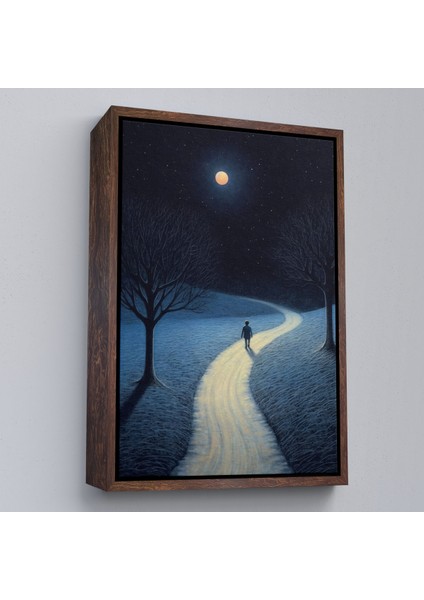 Çerçeveli Dekoratif Kanvas Tablo, Ay Işığına Yürüyen Adam TABLO-7519 fiyatları