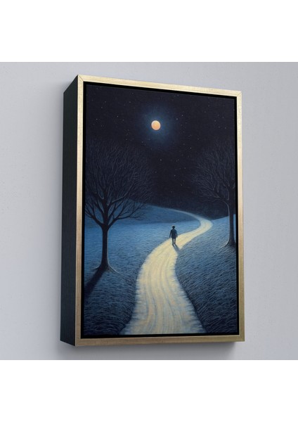Çerçeveli Dekoratif Kanvas Tablo, Ay Işığına Yürüyen Adam TABLO-7519 modelleri