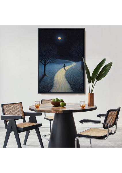 Çerçeveli Dekoratif Kanvas Tablo, Ay Işığına Yürüyen Adam TABLO-7519
