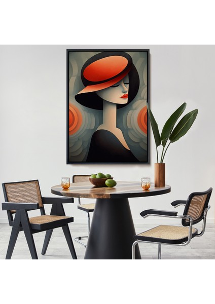 Çerçeveli Dekoratif Kanvas Tablo, Vintage Güzel Kadın TABLOSU-7543