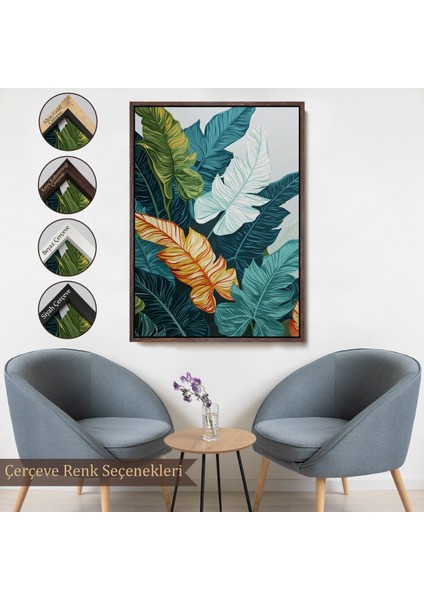Çerçeveli Dekoratif Kanvas Tablo, Renkli Yapraklar TABLO-7567
