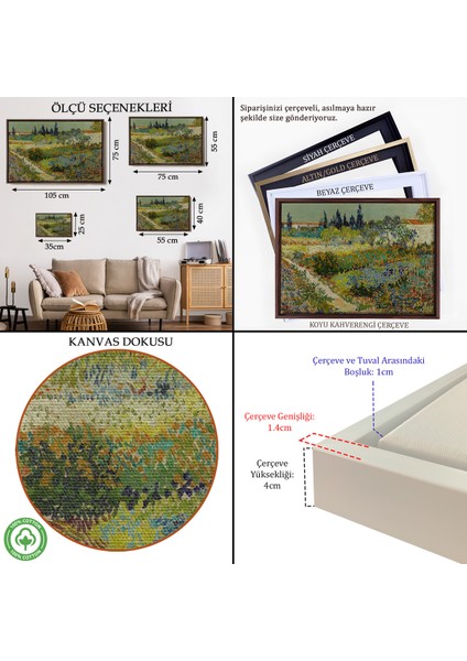 Çerçeveli Dekoratif Kanvas Tablo, Vincent Van Gogh - Çiçek Bahçesi - Flowering Garden With PATH-7182 indirimleri