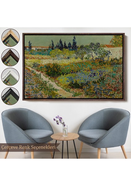 Çerçeveli Dekoratif Kanvas Tablo, Vincent Van Gogh - Çiçek Bahçesi - Flowering Garden With PATH-7182