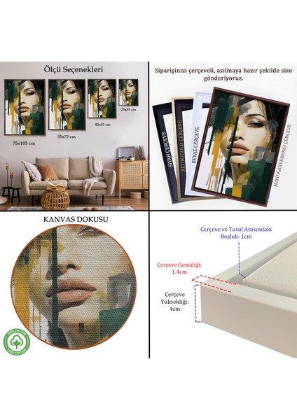 Çerçeveli Dekoratif Kanvas Tablo, Güzel Kadın TABLOSU-7572 indirimleri