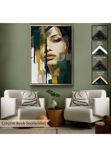 Çerçeveli Dekoratif Kanvas Tablo, Güzel Kadın TABLOSU-7572