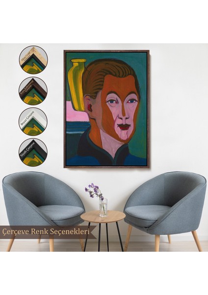 Çerçeveli Dekoratif Kanvas Tablo, Ernst Ludwig Kirchner - Ressamın Başkanı TABLOSU-7406