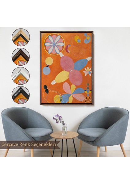 Çerçeveli Dekoratif Kanvas Tablo, Hilma Af Klint - Turuncu Tablo - The Ten Largest NO-7435
