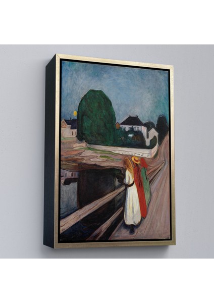 Çerçeveli Dekoratif Kanvas Tablo, Edvard Munch - Köprüdeki Kızlar - The Girls On The BRIDGE-7429