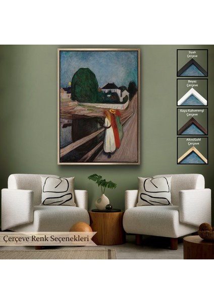 Çerçeveli Dekoratif Kanvas Tablo, Edvard Munch - Köprüdeki Kızlar - The Girls On The BRIDGE-7429