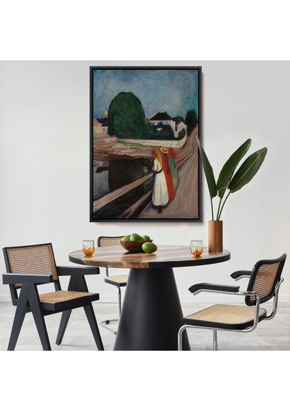 Çerçeveli Dekoratif Kanvas Tablo, Edvard Munch - Köprüdeki Kızlar - The Girls On The BRIDGE-7429