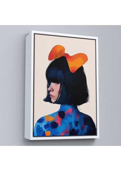 Çerçeveli Dekoratif Kanvas Tablo, Küt Saçlı Güzel Kadın TABLOSU-7607