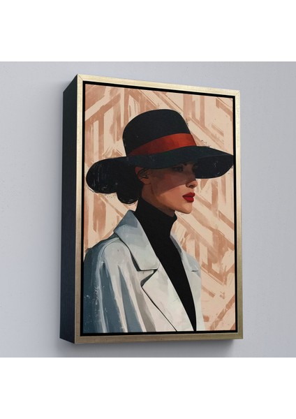 Çerçeveli Dekoratif Kanvas Tablo, Güzel Retro Kadın TABLOSU-7595