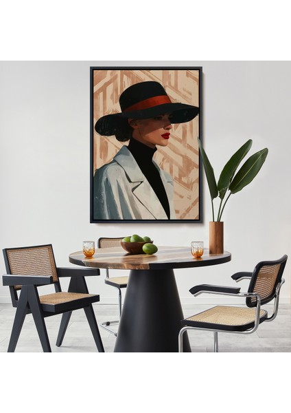 Çerçeveli Dekoratif Kanvas Tablo, Güzel Retro Kadın TABLOSU-7595