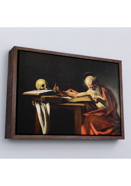 Çerçeveli Dekoratif Kanvas Tablo, Caravaggio - Saint Jerome Yazma TABLO-7124