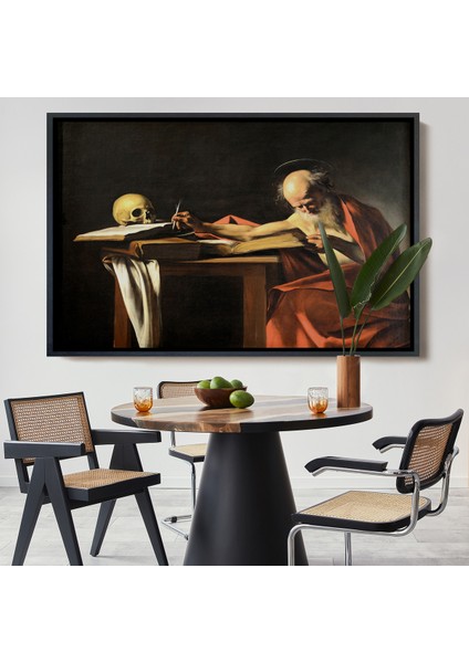 Çerçeveli Dekoratif Kanvas Tablo, Caravaggio - Saint Jerome Yazma TABLO-7124