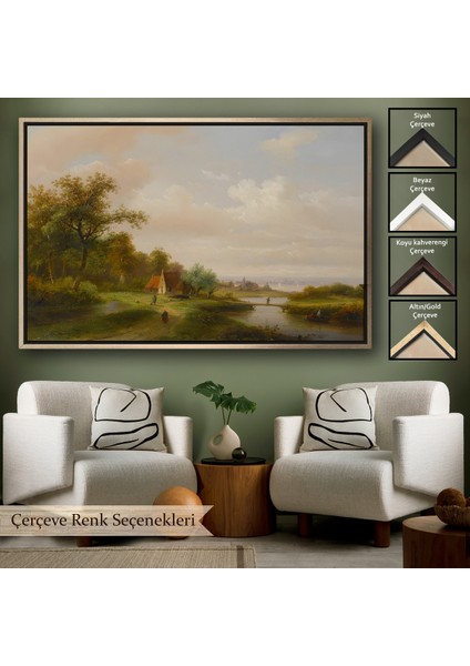 Çerçeveli Dekoratif Kanvas Tablo, Ortaçağ Rusyası Köy Evi Manzarası TABLO-7021