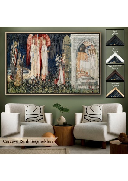 Çerçeveli Dekoratif Kanvas Tablo, William Morris Kutsal Kase TABLOSU-7033