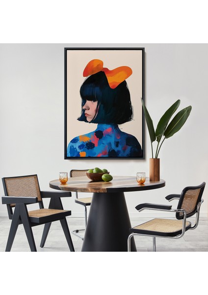 Çerçeveli Dekoratif Kanvas Tablo, Küt Saçlı Güzel Kadın TABLOSU-7607