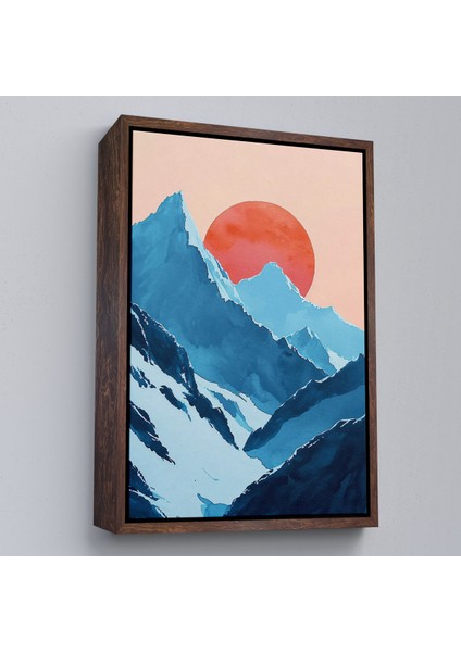 Çerçeveli Dekoratif Kanvas Tablo, Dağların Arasındaki Soyut Güneş Manzara TABLO-7620 fiyatları