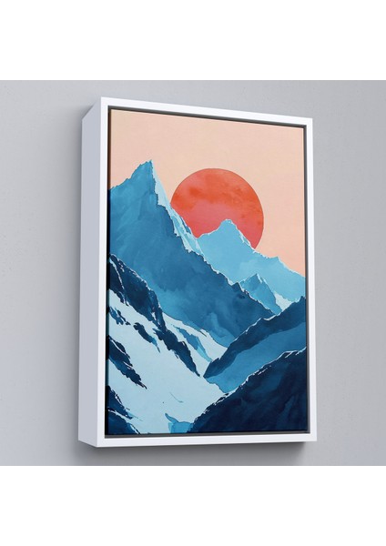 Çerçeveli Dekoratif Kanvas Tablo, Dağların Arasındaki Soyut Güneş Manzara TABLO-7620 fırsatları