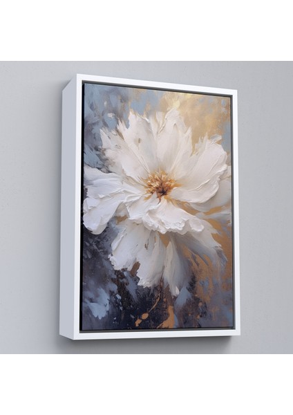 Çerçeveli Dekoratif Kanvas Tablo, Beyaz Çiçek TABLOSU-7597