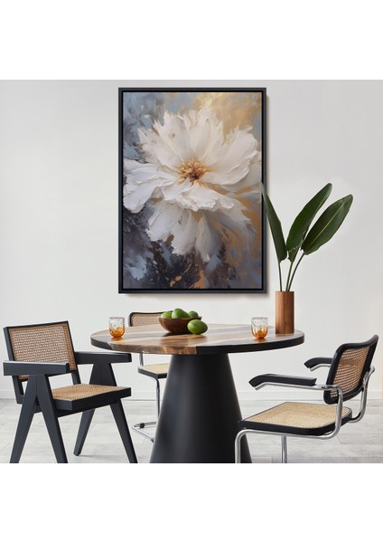 Çerçeveli Dekoratif Kanvas Tablo, Beyaz Çiçek TABLOSU-7597