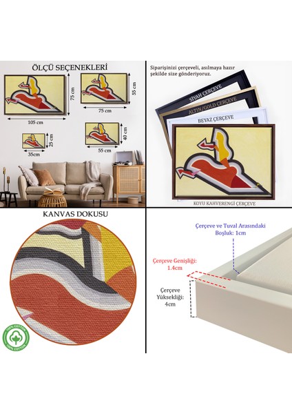 Çerçeveli Kanvas Tablo, Joseph Schillinger - Ritim Çalışması - Study In Rhythm: Red And GOLD-7136 indirimleri