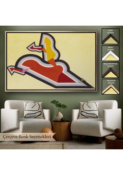 Çerçeveli Kanvas Tablo, Joseph Schillinger - Ritim Çalışması - Study In Rhythm: Red And GOLD-7136