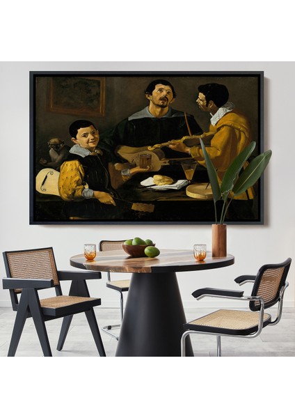 Çerçeveli Dekoratif Kanvas Tablo, Diego Velazquez - Üç Müzisyen Tablo - Three MUSICIANS-7147