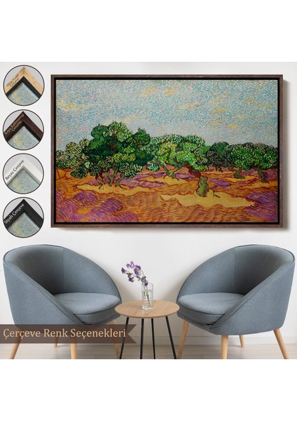 Çerçeveli Dekoratif Kanvas Tablo, Vincent Willem Van Gogh - Zeytin Ağaçları - Olive TREES-7155