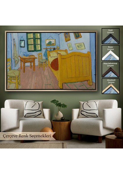 Çerçeveli Dekoratif Kanvas Tablo, Vincent Van Gogh - Arlesda Yatak Odası - Bedroom In ARLES-7179