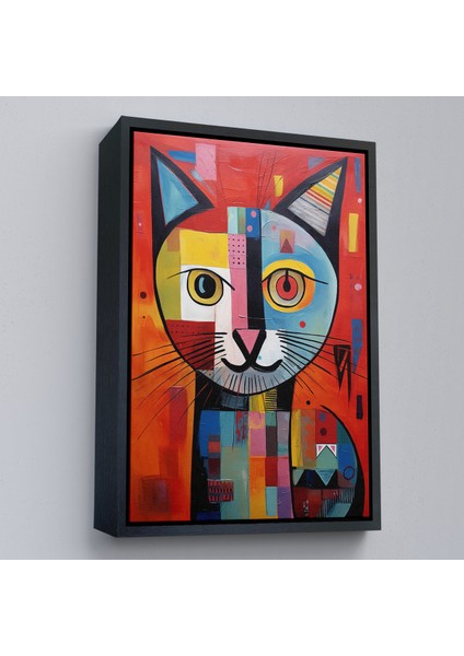 Çerçeveli Dekoratif Kanvas Tablo, Pablo Picasso Tarzı - Soyut Renkli Kedi TABLO-7372 modelleri