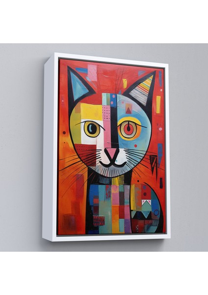 Çerçeveli Dekoratif Kanvas Tablo, Pablo Picasso Tarzı - Soyut Renkli Kedi TABLO-7372 fırsatları