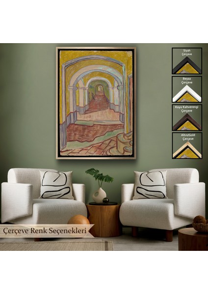 Çerçeveli Kanvas Tablo, Vincent Van Gogh - Akıl Hastanesi Koridor Girişi Corridor In The ASYLUM-7474