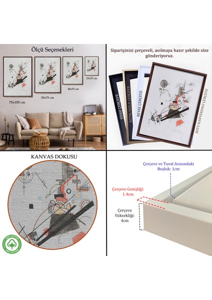 Çerçeveli Dekoratif Kanvas Tablo, Vasily Kandinsky - Mutlu Yükseliş TABLOSU-7492 indirimleri