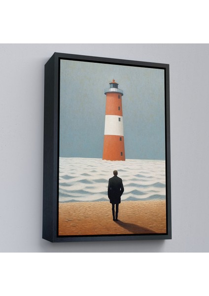 Çerçeveli Dekoratif Kanvas Tablo, Sahilde Tefekkür Eden Adam TABLOSU-7507
