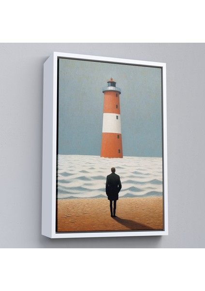 Çerçeveli Dekoratif Kanvas Tablo, Sahilde Tefekkür Eden Adam TABLOSU-7507 fırsatları