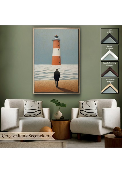 Çerçeveli Dekoratif Kanvas Tablo, Sahilde Tefekkür Eden Adam TABLOSU-7507