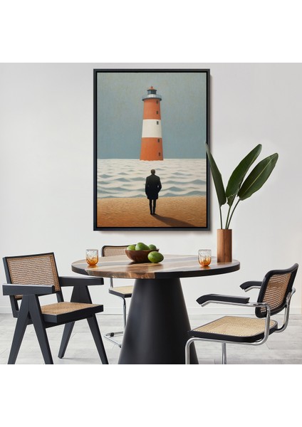 Çerçeveli Dekoratif Kanvas Tablo, Sahilde Tefekkür Eden Adam TABLOSU-7507