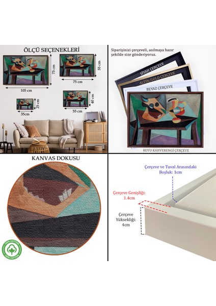 Çerçeveli Dekoratif Kanvas Tablo, Pablo Picasso - Boğa Kafası TABLO-7103 indirimleri