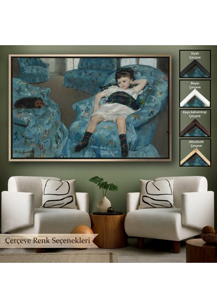 Çerçeveli Kanvas Tablo, Mary Cassatt - Mavi Koltuktaki Küçük Kız-Little Girl In A Blue ARMCHAIR-7098