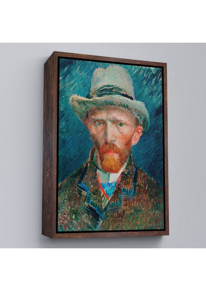 Çerçeveli Dekoratif Kanvas Tablo, Vincent Van Gogh - Hasır Şapkalı Otoportre TABLOSU-7452