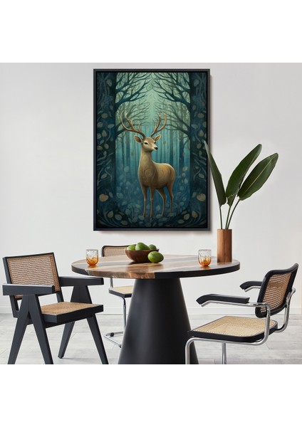 Çerçeveli Dekoratif Kanvas Tablo, Suluboya Geyik TABLOSU-7524