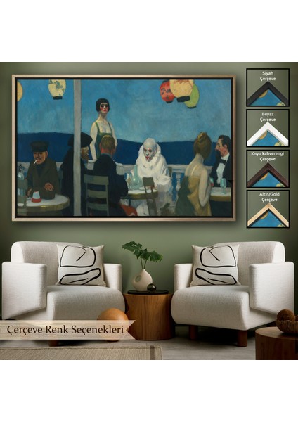 Çerçeveli Dekoratif Kanvas Tablo, Edward Hopper - Mavi Gece TABLO-7131