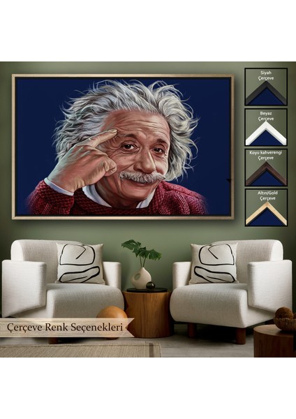 Çerçeveli Dekoratif Kanvas Tablo, Albert Einstein TABLOSU-7252