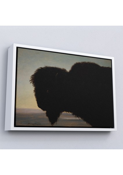 Çerçeveli Dekoratif Kanvas Tablo, Albert Bierstadt - Bufalo Kafası TABLOSU-7254