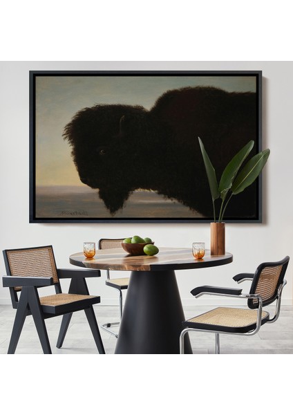 Çerçeveli Dekoratif Kanvas Tablo, Albert Bierstadt - Bufalo Kafası TABLOSU-7254