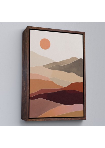 Çerçeveli Dekoratif Kanvas Tablo, Dağların Üstündeki Soyut Güneş Manzarası TABLO-7661 fiyatları