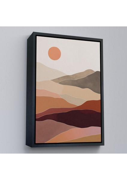 Çerçeveli Dekoratif Kanvas Tablo, Dağların Üstündeki Soyut Güneş Manzarası TABLO-7661 modelleri