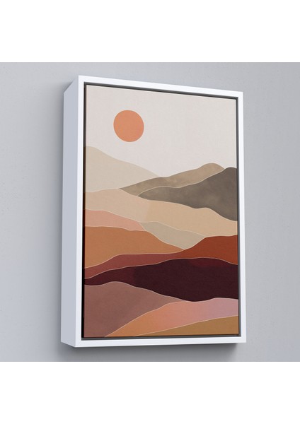 Çerçeveli Dekoratif Kanvas Tablo, Dağların Üstündeki Soyut Güneş Manzarası TABLO-7661 fırsatları